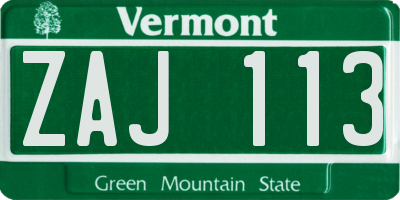 VT license plate ZAJ113