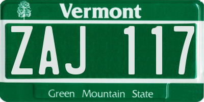 VT license plate ZAJ117