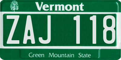 VT license plate ZAJ118