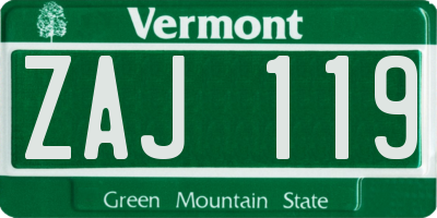 VT license plate ZAJ119