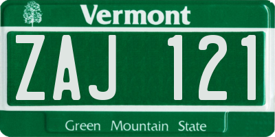 VT license plate ZAJ121