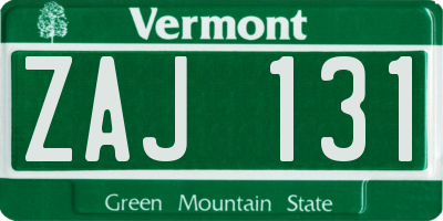 VT license plate ZAJ131