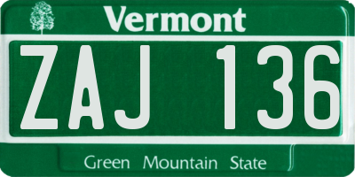 VT license plate ZAJ136