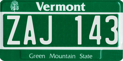 VT license plate ZAJ143