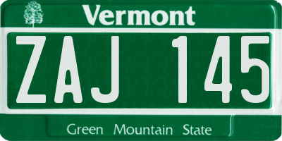 VT license plate ZAJ145