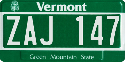 VT license plate ZAJ147