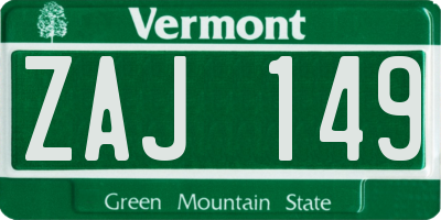 VT license plate ZAJ149