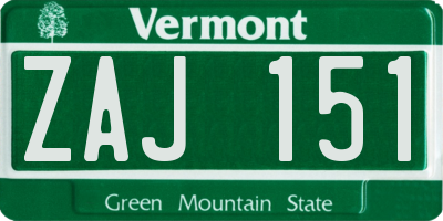 VT license plate ZAJ151