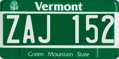 VT license plate ZAJ152
