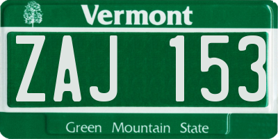 VT license plate ZAJ153