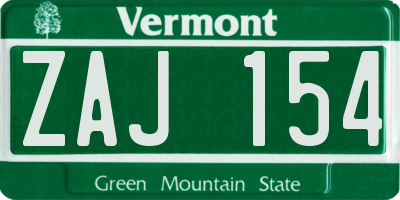 VT license plate ZAJ154