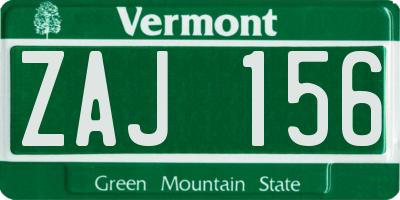 VT license plate ZAJ156