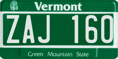 VT license plate ZAJ160