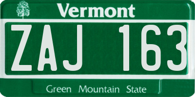 VT license plate ZAJ163