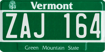 VT license plate ZAJ164