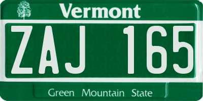 VT license plate ZAJ165