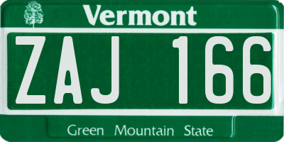 VT license plate ZAJ166