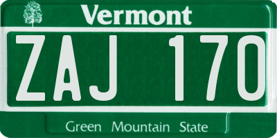 VT license plate ZAJ170