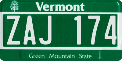 VT license plate ZAJ174