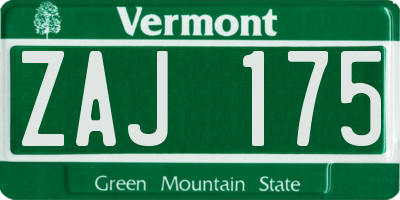 VT license plate ZAJ175