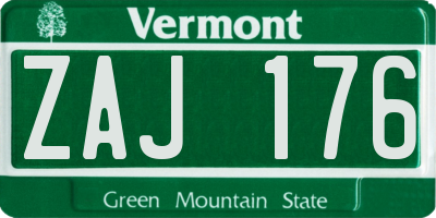 VT license plate ZAJ176
