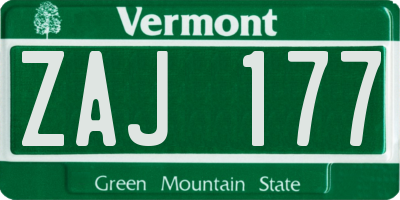 VT license plate ZAJ177
