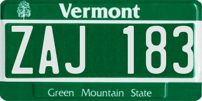 VT license plate ZAJ183