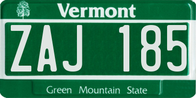 VT license plate ZAJ185