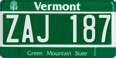 VT license plate ZAJ187