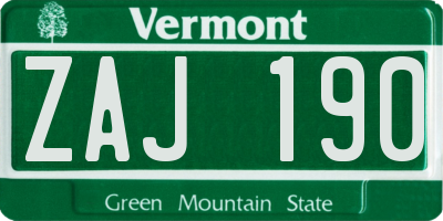 VT license plate ZAJ190