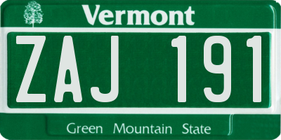 VT license plate ZAJ191