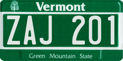 VT license plate ZAJ201