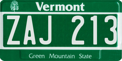 VT license plate ZAJ213