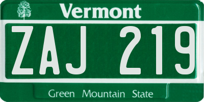 VT license plate ZAJ219