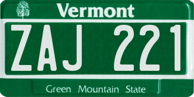 VT license plate ZAJ221