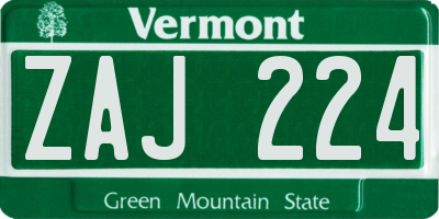 VT license plate ZAJ224