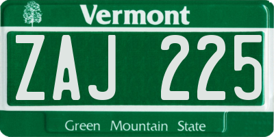 VT license plate ZAJ225