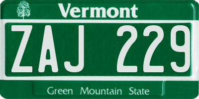 VT license plate ZAJ229
