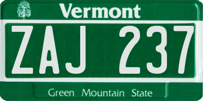 VT license plate ZAJ237