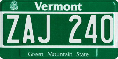 VT license plate ZAJ240