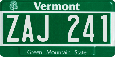 VT license plate ZAJ241