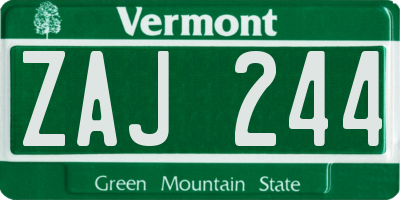 VT license plate ZAJ244