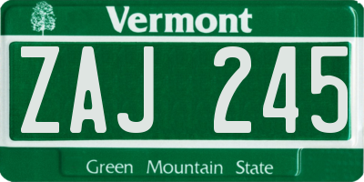 VT license plate ZAJ245