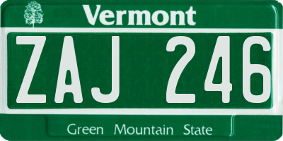 VT license plate ZAJ246