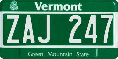 VT license plate ZAJ247
