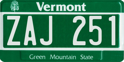 VT license plate ZAJ251