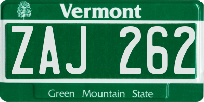 VT license plate ZAJ262