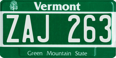 VT license plate ZAJ263