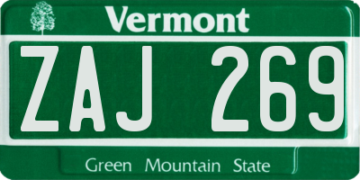 VT license plate ZAJ269