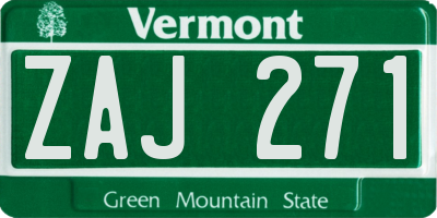 VT license plate ZAJ271